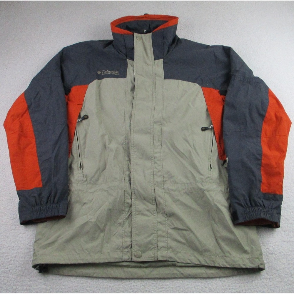 Vintage Columbia Fire Ridge Jacket Mens Large Gray Orange Interchange Pit Zips